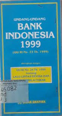 UNDANG-UNDANG  BANK INDONESIA 1999